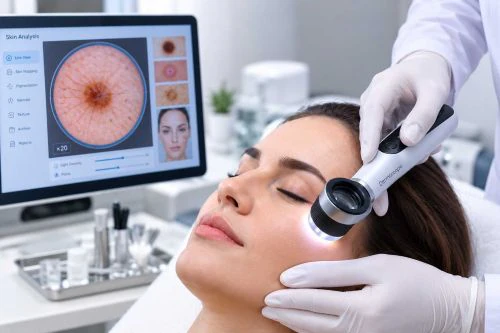 الديرموسكوب — فحص وتشخيص البشرة — جهاز تجميل وليزر في مركز الماسة بالشرقية